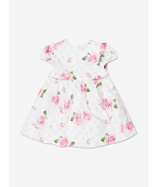 Monnalisa Baby Girls Rose Print Dress in White commande en ligne