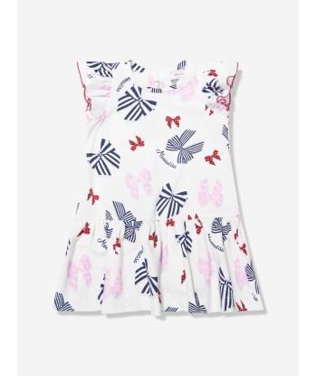 Monnalisa Baby Girls Bow Print Dress in White soldes