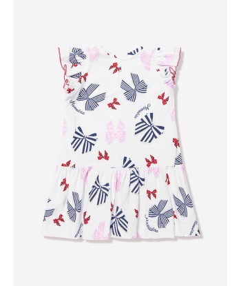 Monnalisa Baby Girls Bow Print Dress in White soldes