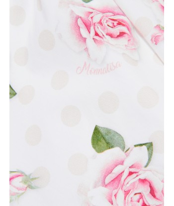 Monnalisa Baby Girls Rose Print Dress in White commande en ligne