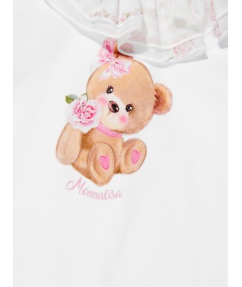 Monnalisa Baby Girls Bear Romper in White de technologie