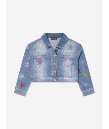 Monnalisa Girls Star Denim Jacket in Blue des créatures d'habitude