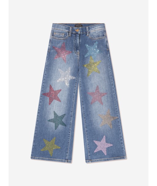 Monnalisa Girls Star Denim Stretch Jeans in Blue de votre