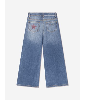 Monnalisa Girls Star Denim Stretch Jeans in Blue de votre