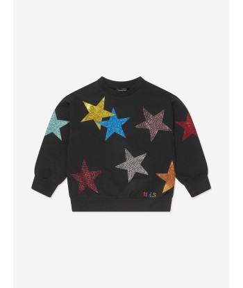 Monnalisa Girls Glitter Star Sweatshirt in Black 2024