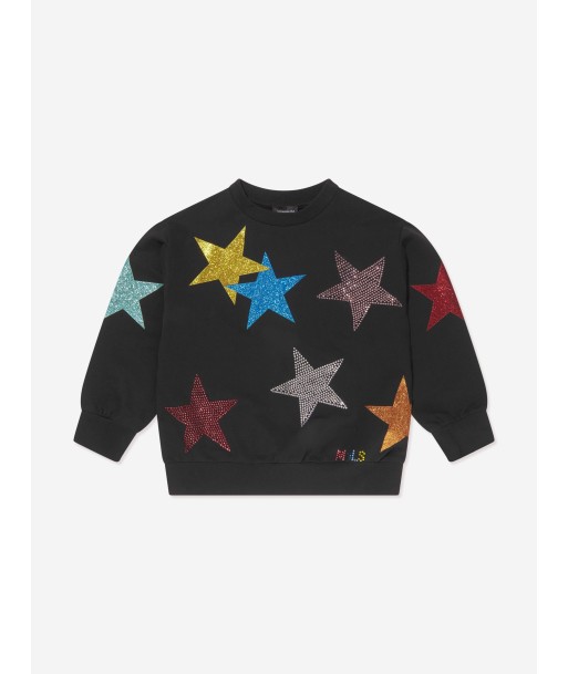 Monnalisa Girls Glitter Star Sweatshirt in Black 2024