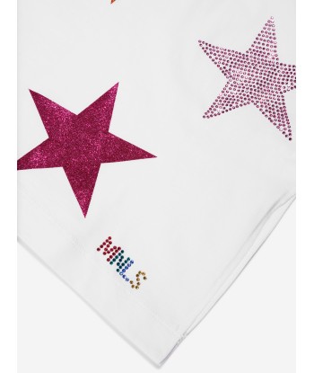 Monnalisa Girls Glitter Stars T-Shirt in White destockage