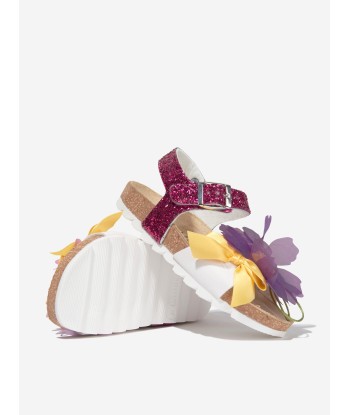 Monnalisa Girls Glitter Flower Sandals in Multicolour de pas cher