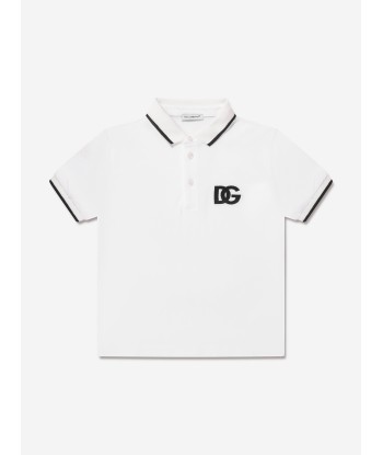 Dolce & Gabbana Boys Logo Polo Shirt in White Découvrez la collection