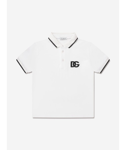 Dolce & Gabbana Boys Logo Polo Shirt in White Découvrez la collection