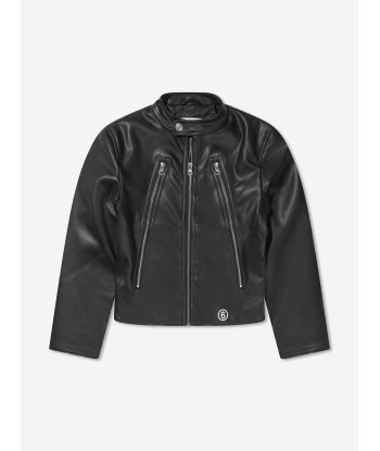 MM6 Maison Margiela Kids Faux Leather Back Logo Biker Jacket sur le site 