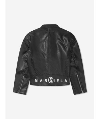 MM6 Maison Margiela Kids Faux Leather Back Logo Biker Jacket sur le site 