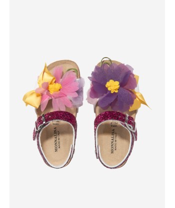 Monnalisa Girls Glitter Flower Sandals in Multicolour de pas cher