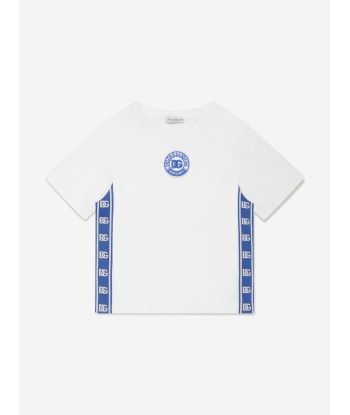 Dolce & Gabbana Boys Logo Tape T-Shirt in White ou a consommer sur place