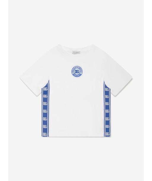 Dolce & Gabbana Boys Logo Tape T-Shirt in White ou a consommer sur place