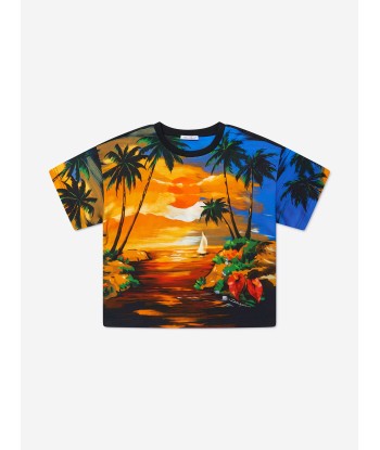 Dolce & Gabbana Boys Hawaiian Print T-Shirt in Multicolour Les magasins à Paris