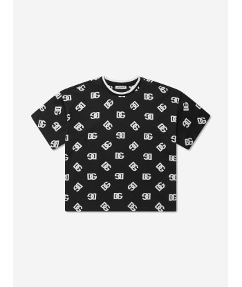 Dolce & Gabbana Boys Logo Print T-Shirt in Black Fin de série