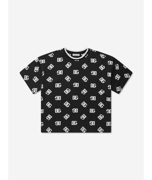 Dolce & Gabbana Boys Logo Print T-Shirt in Black Fin de série